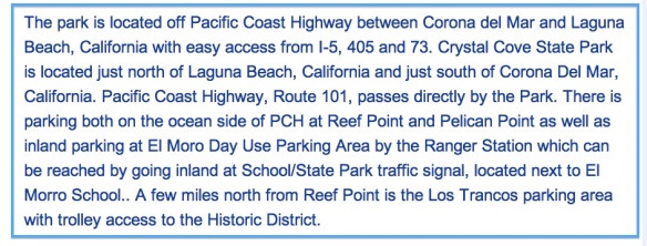 Crystal Cove Directions